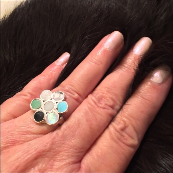 925 SterlingSilver(?) Artisan💍w/7 Gemstone 5 - Picture 8 of 8